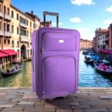 Голям куфар за багаж 70x45x27 см |текстилен с разширител 5см, 3 колела — снимка 3