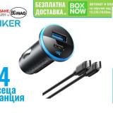 Anker 323 USB-C зарядно за кола, 2 порта, 52.5W, PowerIQ3.0-безплатна доставка — снимка 1